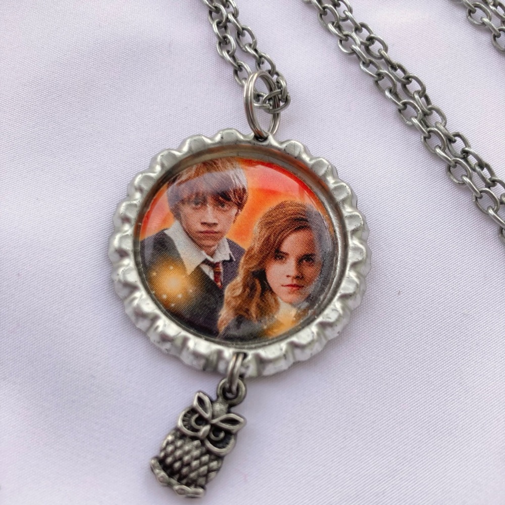 Ron and Hermione Bottlecap Necklace